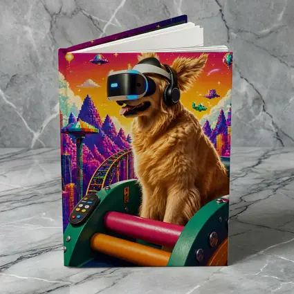 Golden Retriever VR Headset Pixel Gaming World