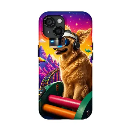 Golden Retriever VR Headset Pixel Gaming World