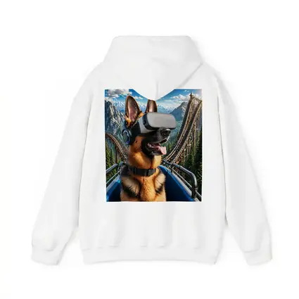 German Shepherd VR Headset Roller Coaster Mountains