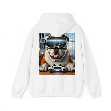 English Bulldog VR Gaming Controller Cozy Room