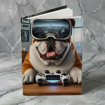 English Bulldog VR Gaming Controller Cozy Room