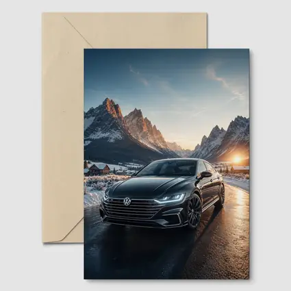 Volkswagen Arteon Winter Mountain Sunset Road