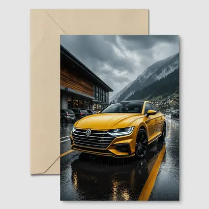 Volkswagen Arteon Yellow Wet Mountain Parking