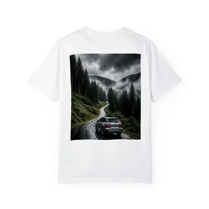 Volkswagen Atlas on Rainy Mountain Forest Road