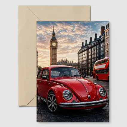 Volkswagen Beetle Red London Big Ben Street