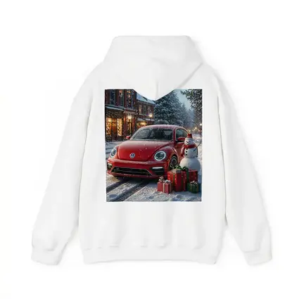 Volkswagen Beetle Red Christmas Snow Scene