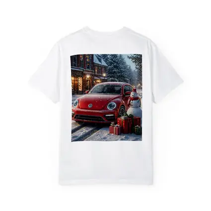 Volkswagen Beetle Red Christmas Snow Scene