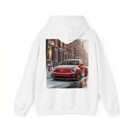 Volkswagen Beetle Red Car Snowy City Street