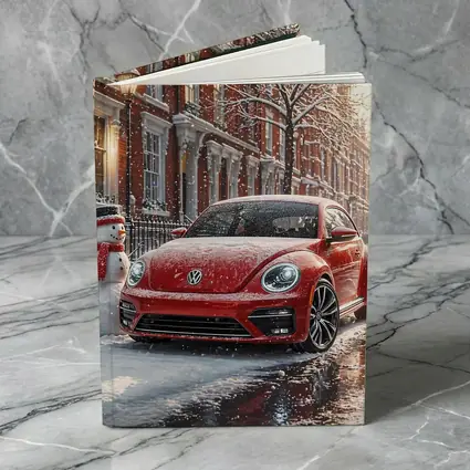 Volkswagen Beetle Red Car Snowy City Street