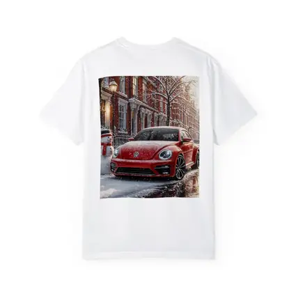 Volkswagen Beetle Red Car Snowy City Street
