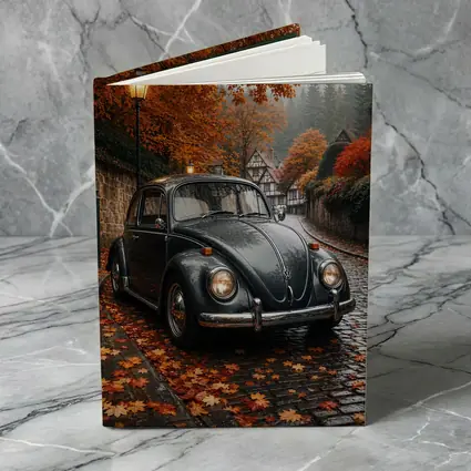 Volkswagen Beetle On Rainy Cobblestone Autumn Street