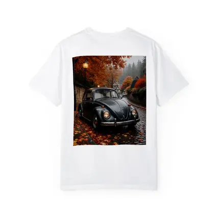 Volkswagen Beetle On Rainy Cobblestone Autumn Street