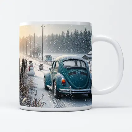 Volkswagen Beetle Winter Snow Country Road