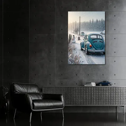 Volkswagen Beetle Winter Snow Country Road