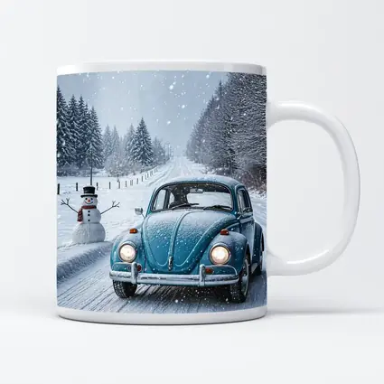 Volkswagen Beetle Classic Car Snowy Winter Road