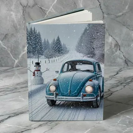 Volkswagen Beetle Classic Car Snowy Winter Road