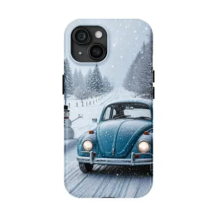Volkswagen Beetle Classic Car Snowy Winter Road