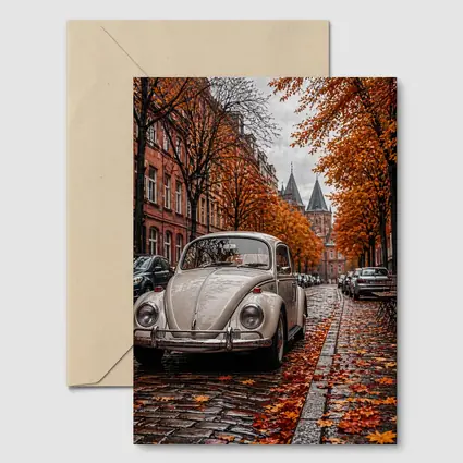 Volkswagen Beetle Classic Cobblestone Autumn Street