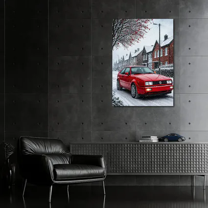Volkswagen Corrado Red Car Snowy Street