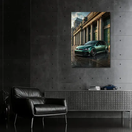 Volkswagen Golf GTI Green Neoclassical Building