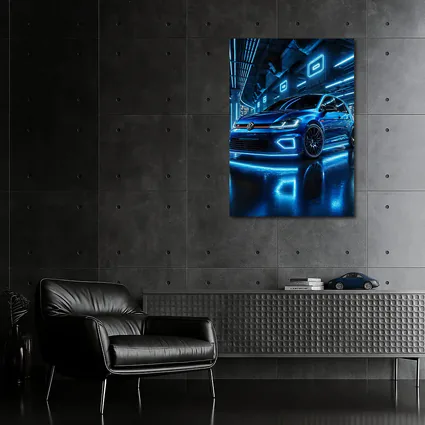 Volkswagen Golf R Blue Neon Garage