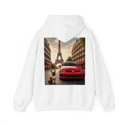 Red Volkswagen Golf GTI Paris Eiffel Tower