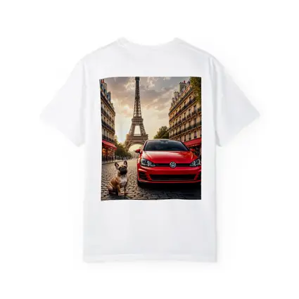 Red Volkswagen Golf GTI Paris Eiffel Tower