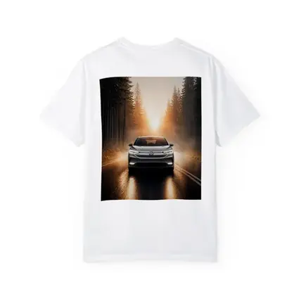 Volkswagen ID4 Silver On Foggy Forest Road