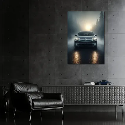Volkswagen ID4 Electric SUV Foggy Forest Road