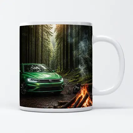 Volkswagen Passat Green Forest Campfire Scene