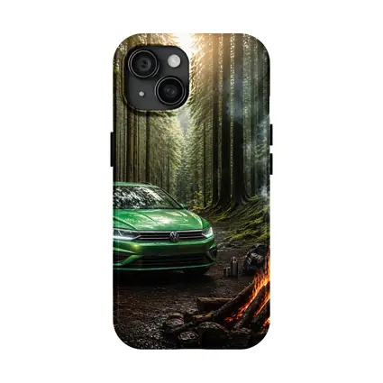 Volkswagen Passat Green Forest Campfire Scene