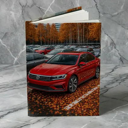 Volkswagen Passat Red Sedan Autumn Parking Lot