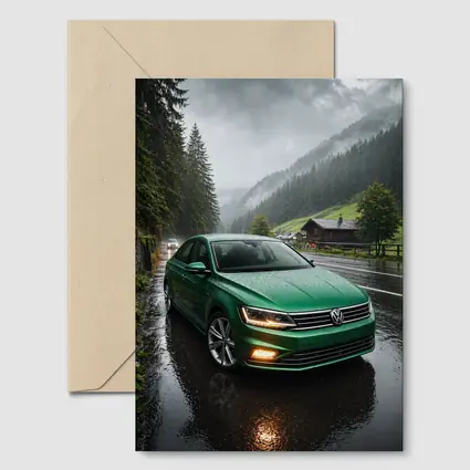 Volkswagen Passat Green Rain Mountain Road