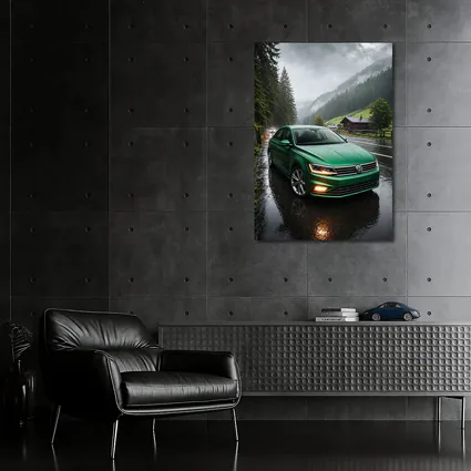 Volkswagen Passat Green Rain Mountain Road