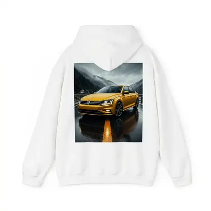 Volkswagen Passat Yellow Sedan Rainy Mountain Road