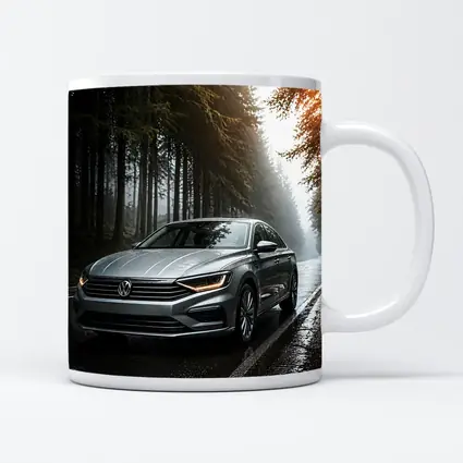 Volkswagen Jetta Silver Sedan Rainy Forest Road