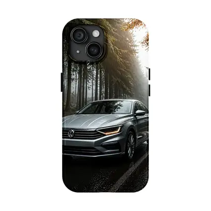Volkswagen Jetta Silver Sedan Rainy Forest Road