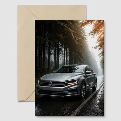 Volkswagen Jetta Silver Sedan Rainy Forest Road