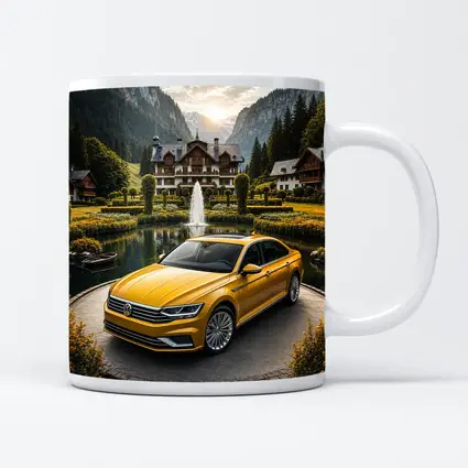 Volkswagen Passat Yellow Sedan Alpine Village Setting