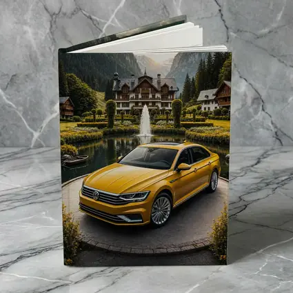 Volkswagen Passat Yellow Sedan Alpine Village Setting