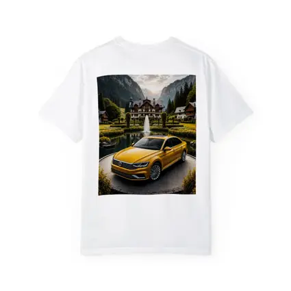 Volkswagen Passat Yellow Sedan Alpine Village Setting