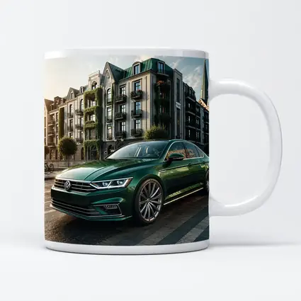 Volkswagen Passat Green Parked European City Street