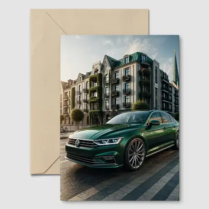 Volkswagen Passat Green Parked European City Street
