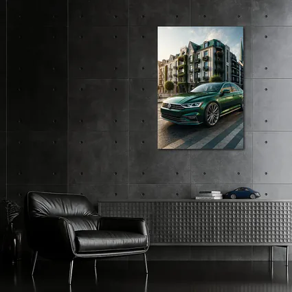 Volkswagen Passat Green Parked European City Street