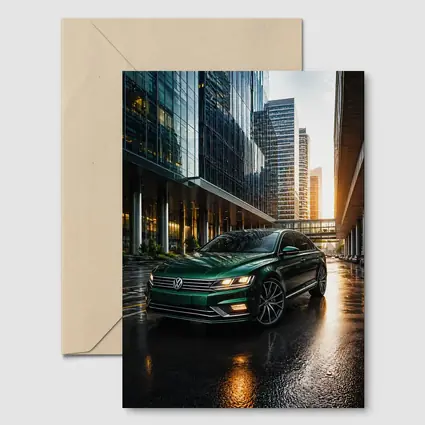 Volkswagen Passat Green Sedan City Sunset