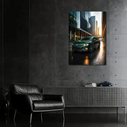 Volkswagen Passat Green Sedan City Sunset