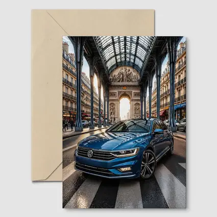 Volkswagen Passat Blue Car Paris Street