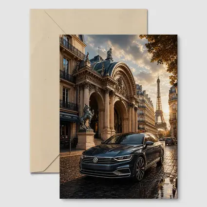 Volkswagen Passat Parked Near Eiffel Tower Paris
