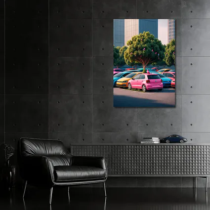 Colorful Volkswagen Polo Cars Urban Parking Lot