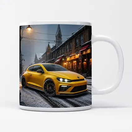 Volkswagen Scirocco Yellow Snow Street Night